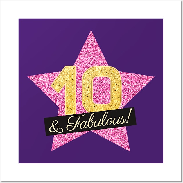 10th Birthday Gifts Women Fabulous - Pink Gold Wall Art by BetterManufaktur